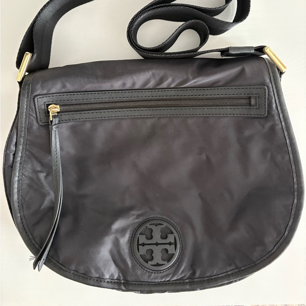 Tory Burch Black Crossbody Bag with Gold Accents